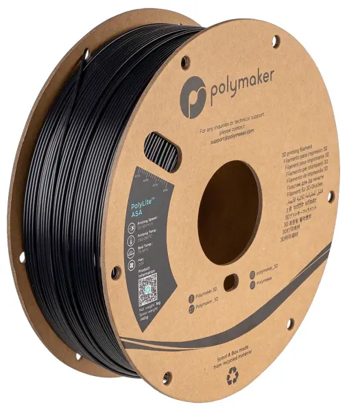 POLYMAKER 1.75mm PolyLite ASA 3D Printer Filament - Black