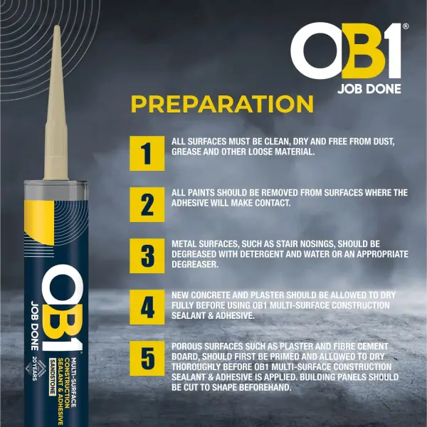 OB1 Sandstone Multi-Surface Construction Sealant & Adhesive – Waterproof Silic