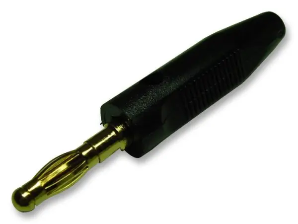 HiLo 4mm Banana Plugs, Black, Gold Plated, Stackable, 2 Pack