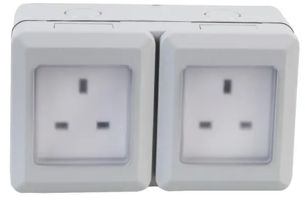 PRO ELEC Venkovní zásuvka 2x, odolná proti povětrnostním vlivům, IP55