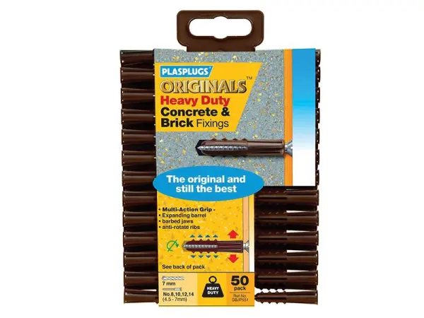Plasplugs SBJP551 Heavy-Duty Wall Fixings, Pack of 50
