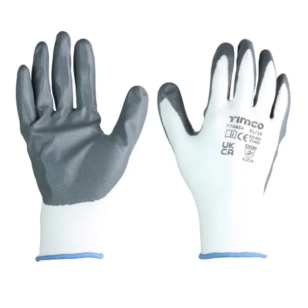 Timco Secure Grip - Gants Nitrile Mousse, Polyester, XL (Lot de 12 paires)