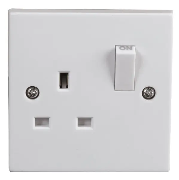 Tomada Móvel PRO ELEC 1-Ponto Duplo Polo, Branca, 13A 250V