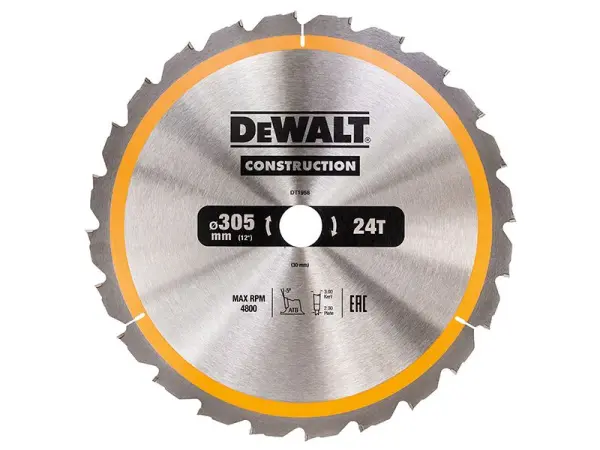 Lâmina para Serra Circular DEWALT 305mm x 30mm, 24 Dentes ATB/Neg
