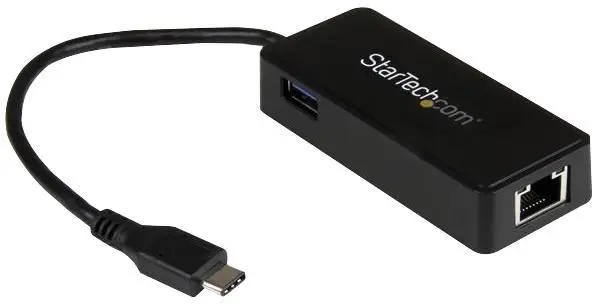 STARTECH Adaptador USB-C a Gigabit con Puerto USB 3.0, Negro