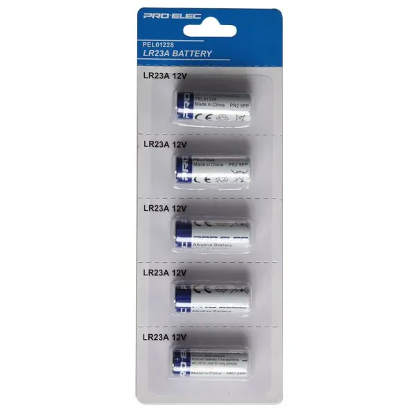 Alkaline LR23A 12V Battery Pack, 5 Pack, 10g