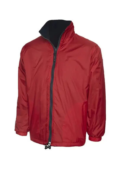 Uneek Unisex Reversible Fleece Jacket, Red, Size L
