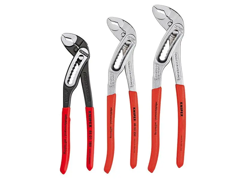 Knipex סט צבתות Alligator לצנרת, 3 חלקים, פלדת כרום ונדיום