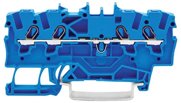 WAGO 4 Conductor Through Terminal Block, Push-in Cage Clamp, 35mm DIN Rail, 800 - Blue 22AWG 14AWG 17.5A