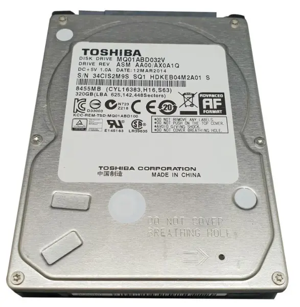 Toshiba 2.5″ 320GB SATA Internal Hard Drive, 5400rpm