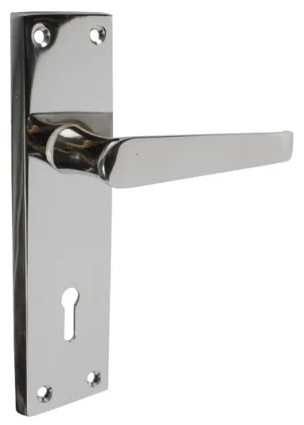 VIBE Victorian Straight Lock Door Handles Pair Polished Chrome