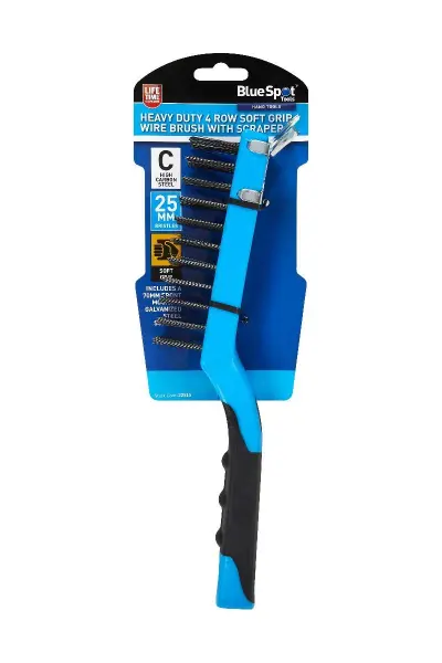 Blue Spot Tools 4排钢丝刷+刮刀 软握把