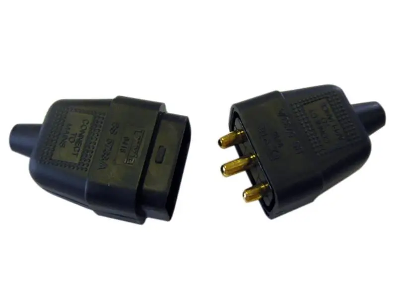 Dencon Ficha de Borracha 3 Pinos, 10A, Preta