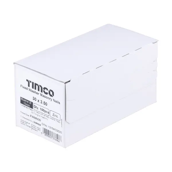 Timco - Clou à tête platine fixe pour maçonnerie, acier trempé, 30x3,50mm