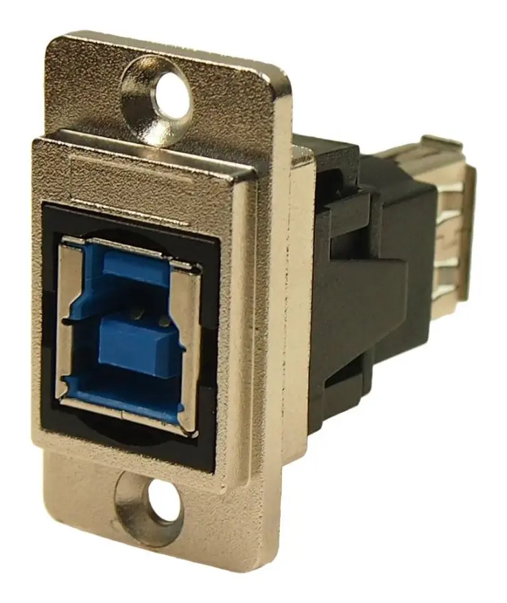 CLIFF Dual USB 3.0 Type B naar Type A Doorvoerverbinder, Nikkelen Frame