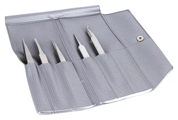 Precision Tweezer Set, 5 Piece - Anti-Magnetic Stainless Steel