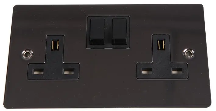 VOLEX ACCESSORIES 평판형 2구 13A 이중극 개폐식 소켓, 블랙 니켈
