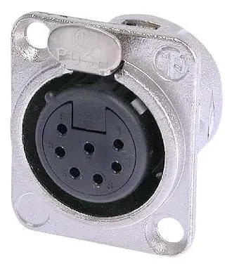 NEUTRIK שקע XLR נקבה 7 פינים, גוף ניקל, תושבת פאנל