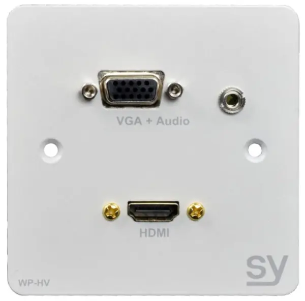 SY ELECTRONICS 1-Gang HDMI Dunne Metalen Wandplaat met VGA in Wit