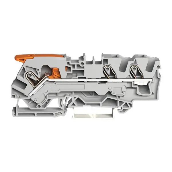 WAGO 3 Conductor Through Terminal Block Lever, Push In Cage Clamp - Grey
