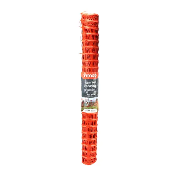 Timco 1m x 50m Orange Plastic Barrier Fencing