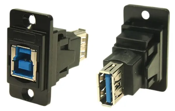 CLIFF Conector USB 3.0 Tipo B a Tipo A Dual, Negro, Metal