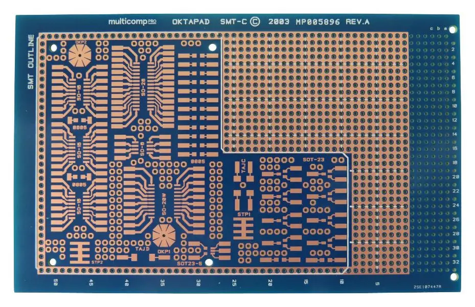 MULTICOMP PRO Oktapad 3U Double-Sided Eurocard Prototyping Board, 100x160mm