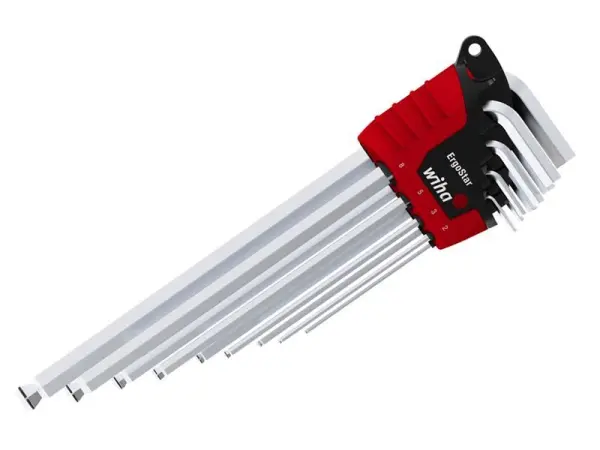 Wiha - Set Kunci L Hex Hujung Bola ErgoStar MagicRing®, 9 Keping