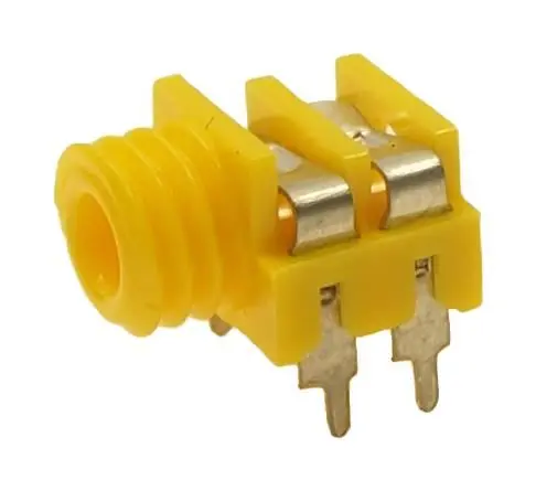CLIFF Soquete Mono Jack 3.5mm para Painel, Montagem em PCB, Amarelo
