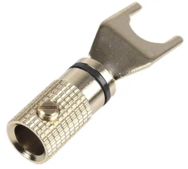 PRO SIGNAL Vergulde Luidspreker Spade Connectoren, Zwart, 6mm Kabel