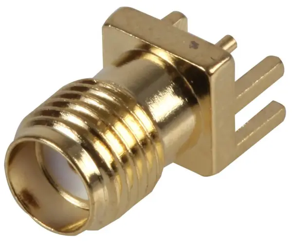 50 Ohm SMA Socket, PCB Edge Mount, Gold Plated