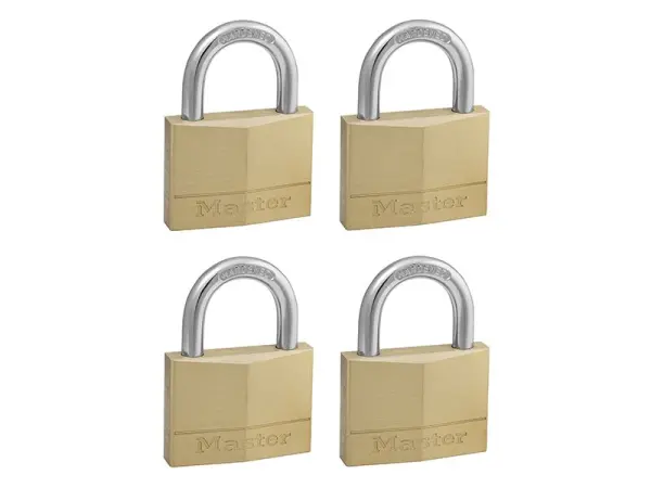 Master Lock 50mm Solid Brass Padlock 5-Pin, Keyed Alike x 4