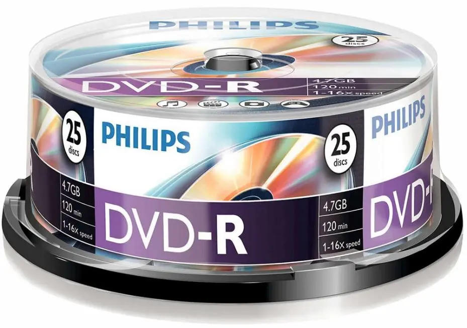 Philips 16x 속도 DVD-R 공디스크 25매 패키지