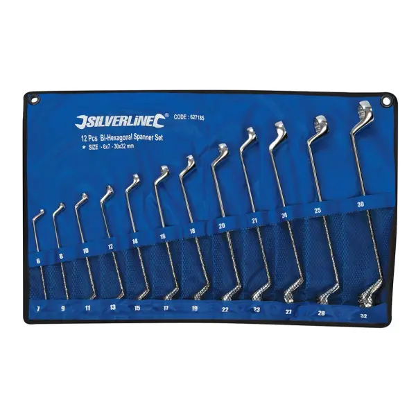Silverline Deep Offset Ring Spanners Set, 6-32mm, 12-Piece