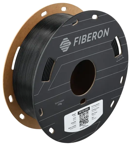 Fiberon 1.75mm PETG-ESD Filament Black 0.5kg