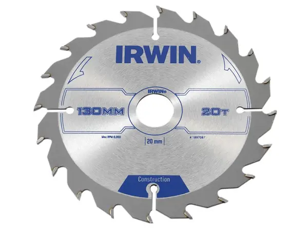 IRWIN Construction Circular Saw Blade 130mm x 20T ATB