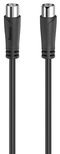HAMA Coaxial Fly Lead, Plug to Socket, 1.5m, Black