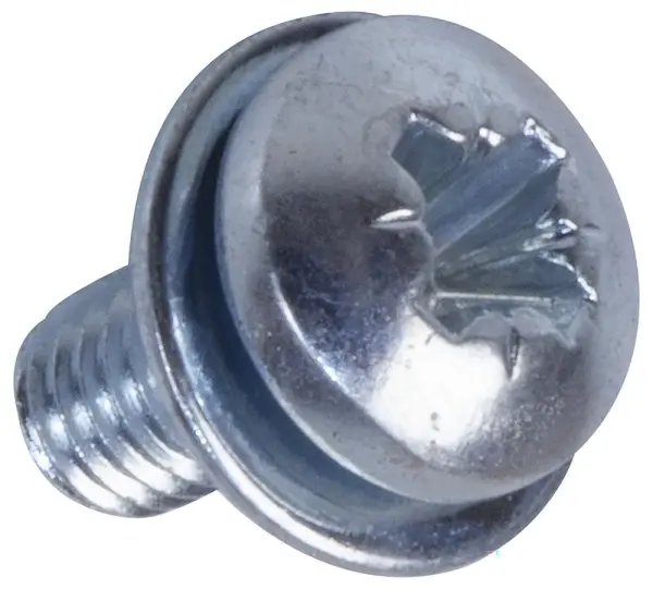 M3 x 6mm Steel BZP Pan Head Pozidriv Machine Screws with Flat Washers, 100 Pack