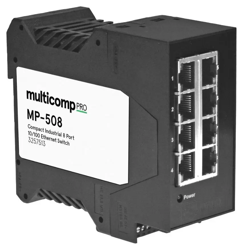 MULTICOMP PRO Nespravovaný 8portový Ethernetový switch pro DIN lištu