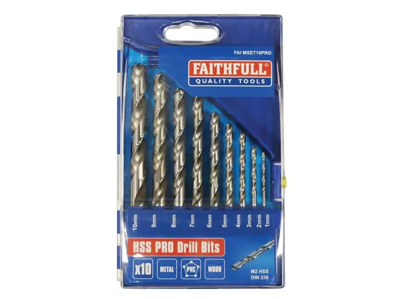 Ensemble de mèches à métaux Faithfull HSS, 10 pièces (1-10mm)
