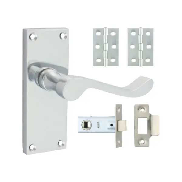 Timco Victorian Scroll Latch Door Pack - Satin Chrome - Zinc