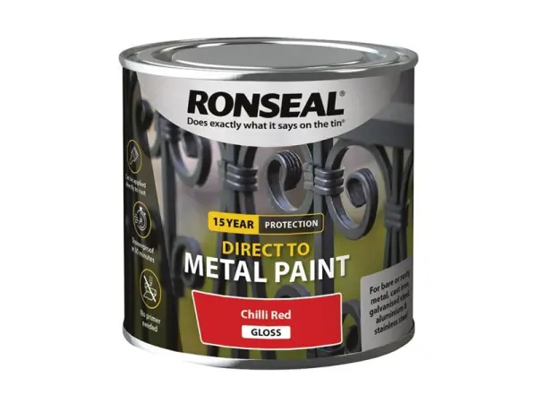 Ronseal Direct to Metal Paint - Chilli Red Gloss 250ml