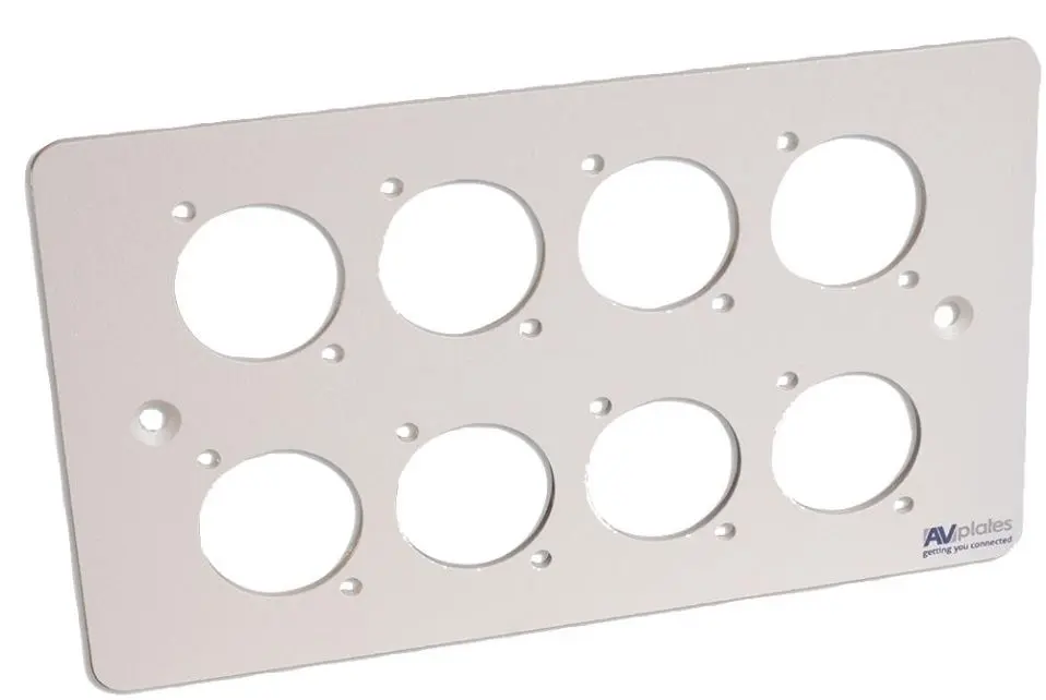 AVPLATES Πλακέτα Τοίχου 2 Θυρών με 8x D-Shell, Λευκή, 86x146mm