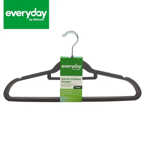 Everyday by Wilsons - Velvet Kleiderbügel Grau 5er Pack