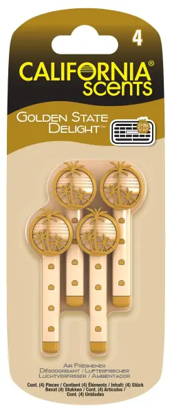 CALIFORNIA SCENTS Car Air Freshener Vent Sticks Golden State Delight (Pack of 4