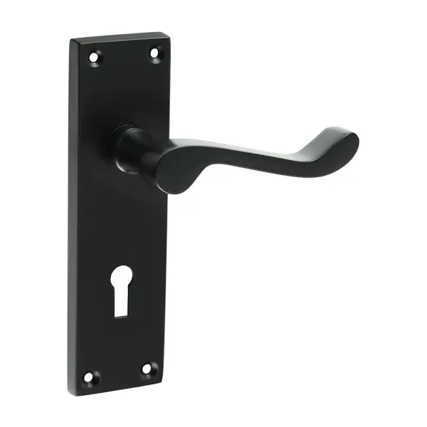Timco Victorian Scroll Lock Handles, Matt Black, 152 x 42mm (Pair)