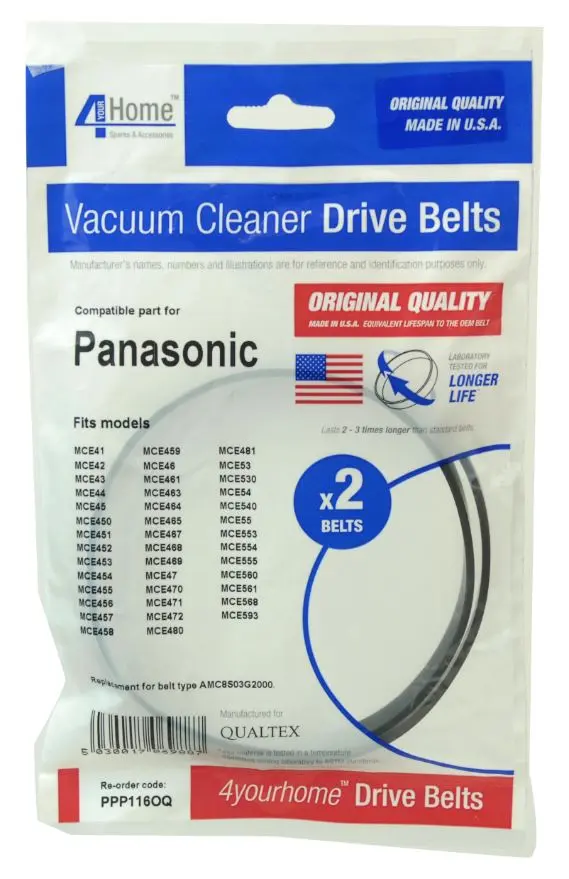 4 Your Home Replacement Vacuum Belts for Panasonic, 2 Pack