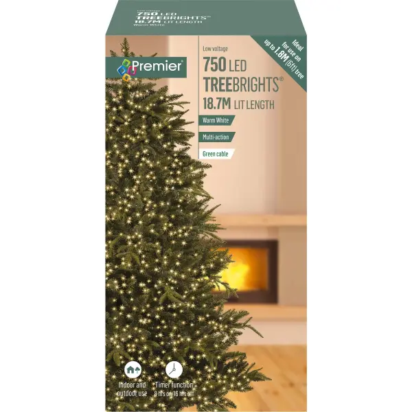 Premier 750 LED Θερμό Λευκά TreeBrights με Χρονόμετρο, 18.7m