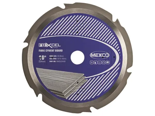 MEXCO PCD Blade for Fibre Cement Boards, 254 x 30mm, 6T