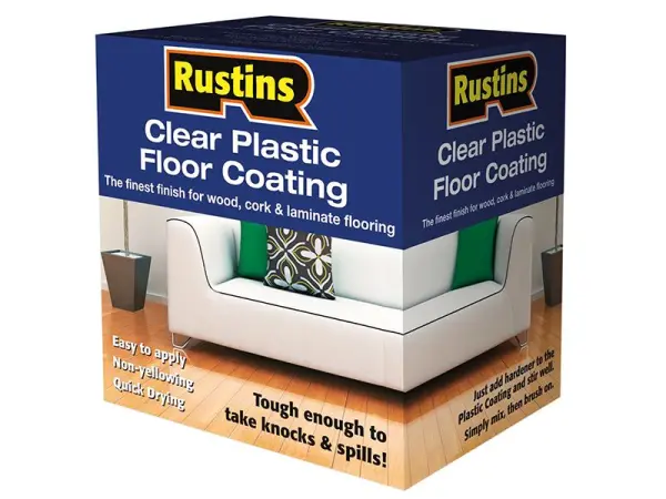 Rustins Clear Plastic Floor Coating Kit, Satin Finish, 1 Litre